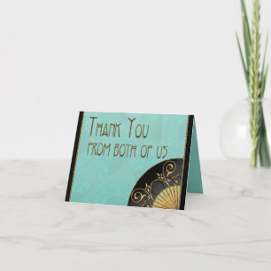 Fan Elegant (blau) Dankeschön Hinweis Dankeskarte