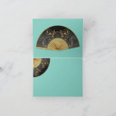 Fan Elegant (blau) Dankeschön Hinweis Dankeskarte (Innenseite)