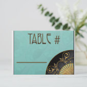 Fan Elegant (Blue)-Tischnummern Einladung (Stehend Vorderseite)