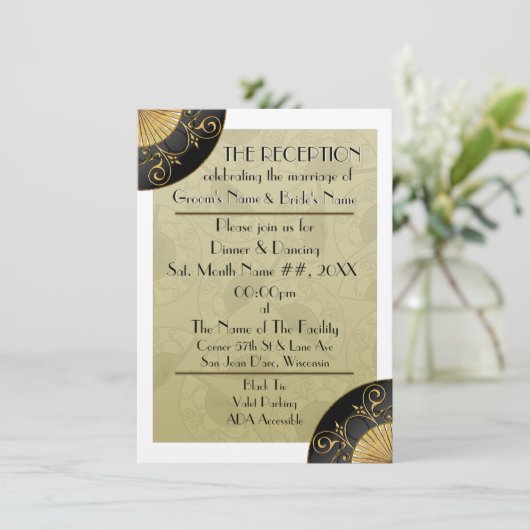 Fan Elegant (Moss) - Personalisierter Empfang einl Einladung (Stehend Vorderseite)