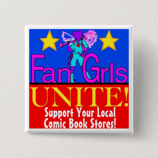 Fan Grls, vereinigt euch! Schaltfläche "Comic-Buch Button (Vorderseite)