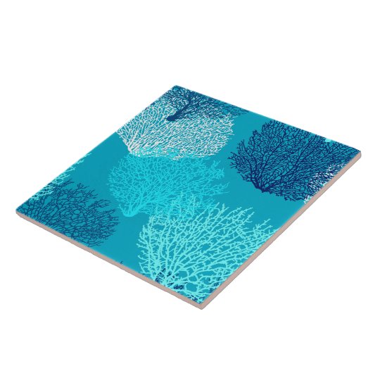 Fan-korallenrotes Druck-, Türkis-, Aqua-und Fliese (Seite)