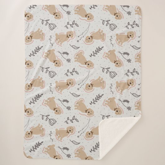 Fan Labradoodle Hand Drawn Sherpa Blanken Sherpadecke (Vorderseite)