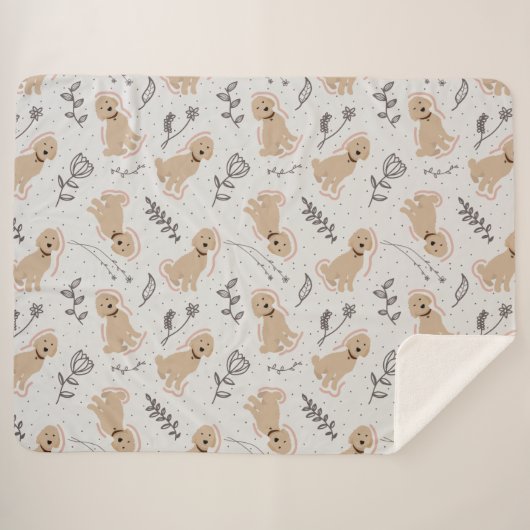 Fan Labradoodle Hand Drawn Sherpa Blanken Sherpadecke (Vorderseite (Horizontal))