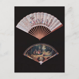 Fan of Vernis Matin type, Französisch, Mitte-18. Postkarte