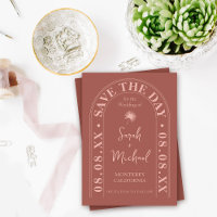 Fan Palm Leaf Tropical Bright Summer Save the Date