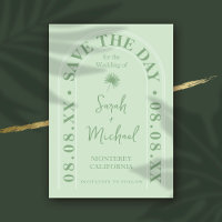 Fan Palm Leaf Tropical Bright Summer Save the Date