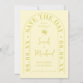 Fan Palm Leaf Tropical Bright Summer Save the Date Einladung (Vorderseite)