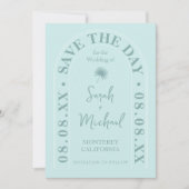 Fan Palm Leaf Tropical Bright Summer Save the Date Einladung (Vorderseite)