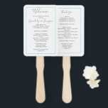 Fan Wedding Program Template White Rectangle Fächer<br><div class="desc">Minimalistische Fan Hochzeitsprogramme auf einem Stock. Weiße Tafel mit grauen Vorlagen in modernen handgeschriebenen Schriftart, um für Ihre Veranstaltung zu personalisieren. Sobald die Karten am Stick befestigt sind, wird Text auf beiden Seiten angezeigt. Eine dünne, aqua blaue Linie umrahmt den Text für eine einfache Präsentation, die zu jedem Thema passt....</div>