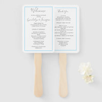 Fan Wedding Program Template White Rectangle