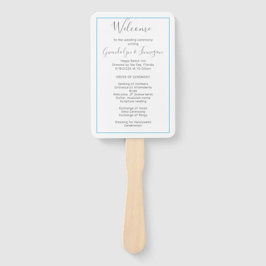 Fan Wedding Program Template White Rectangle Fächer (Vorderseite)
