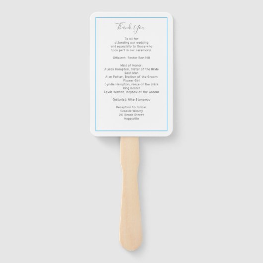 Fan Wedding Program Template White Rectangle Fächer (Rückseite)