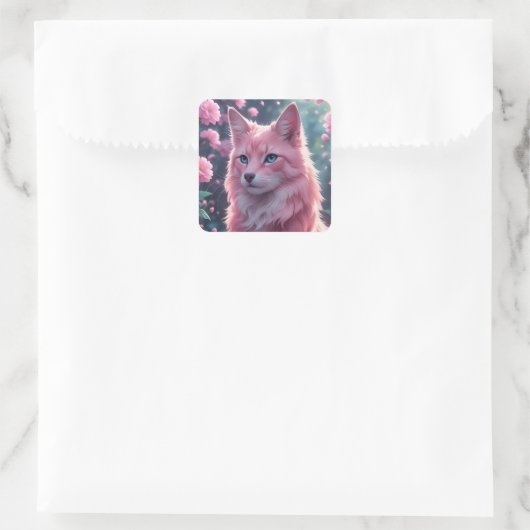 Fancier Feline Square Sticker (Tasche)