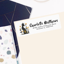 Fanciertes Black Cat-Rücksendeadresse-Label