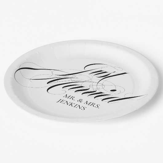 Fanciest Just Married Empfang Pappteller (Schrägansicht)