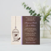 Fanciful Bird Cage - Lavendel & Brown Squa Wedding Einladung (Stehend Vorderseite)
