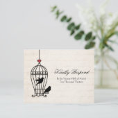 Fanciful Bird Cage & Romantic Heart Wedding RSVP Einladungspostkarte (Stehend Vorderseite)