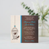 Fanciful Bird Cage - Schokolade & Aquamarin Blue W Einladung (Stehend Vorderseite)