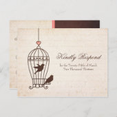 Fanciful Bird Cage - Schokolade & Pink Wedding RSV Einladungspostkarte (Vorne/Hinten)