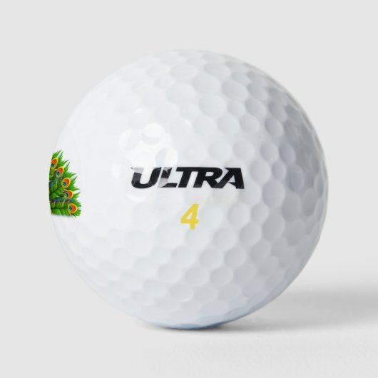 Fanciful Peacock Golf Balls 3 Pack Golfball (Logo)