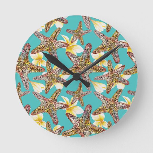 Fanciful Starfish Pattern Runde Wanduhr (Vorderseite)