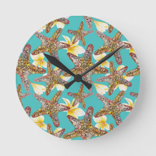 Fanciful Starfish Pattern Runde Wanduhr