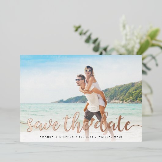 Fancious Foil Script Save the Date Card Folieneinladung (Stehend vorne)
