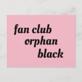 Fanclub-Orphan-Text mit schwarzem Retro-Schriftart Postkarte (Vorderseite)