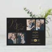 Fancy 4 Multi Photos Be our Guest Black Wedding Save The Date (Stehend Vorderseite)