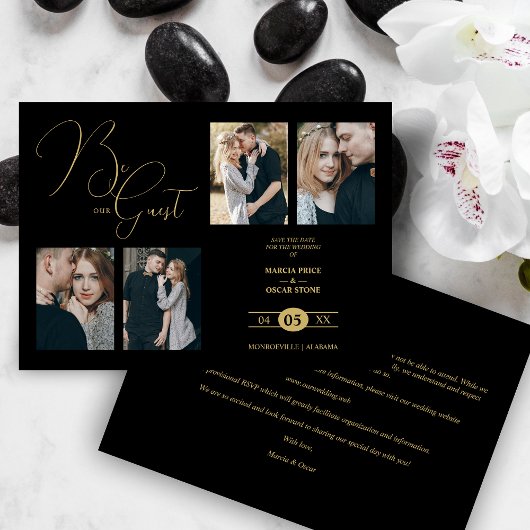 Fancy 4 Multi Photos Be our Guest Black Wedding Save The Date