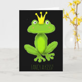 Fancy A Kiss Frog Prince Cartoon Valentiness Day T Karte (Gelbe Blume)