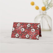 Fancy Anemones Flower Fall Wedding Platzkarte (Rückseite)