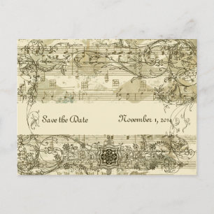 Fancy Antique Musik Save-the-Date Ankündigungspostkarte