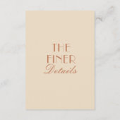 Fancy Beige Bronzer Old Money Boho Wedding Details Begleitkarte (Rückseite)