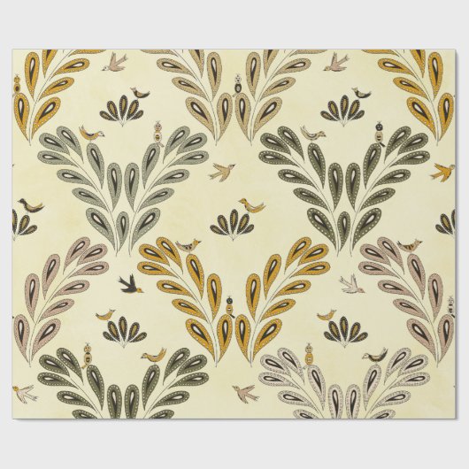 Fancy Birds and Flowers 2 Geschenkpapier (Flach)