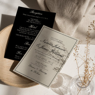 Fancy Black and White Old Money Alles-in-Einem-Hoc Einladung
