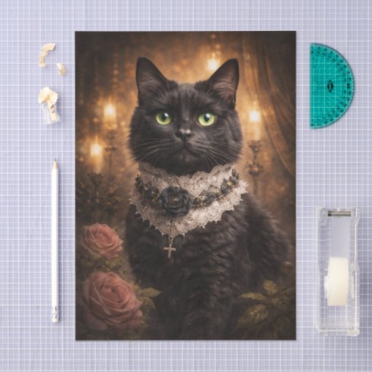 Fancy Black Kitty  Seidenpapier (Handwerk)
