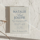 Fancy Blau-Weiße Old Money QR-Code-Hochzeit Einladung