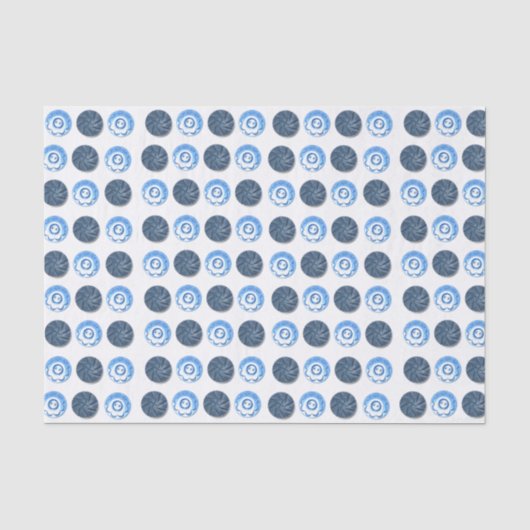 Fancy Blaue Knöpfe Weiß  Seidenpapier (Vorderseite)