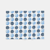 Fancy blaue Nähknöpfe auf weißem Muster Fleecedecke (Vorderseite (Horizontal))