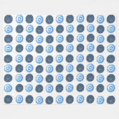 Fancy Blaue Nähknöpfe Muster auf Weiß Fleecedecke (Vorderseite (Horizontal))