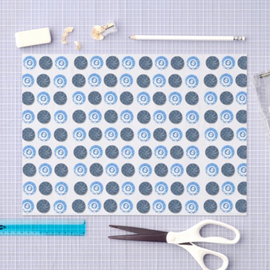 Fancy Blue Buttons White  Seidenpapier (Handwerk)
