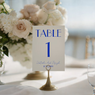 Fancy Blue Elfenbein Old Money Hochzeitstisch Numm Einladung