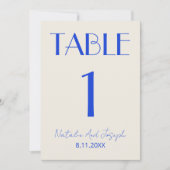  Fancy Blue Ivory Old Money Wedding Table Number Einladung (Vorderseite)