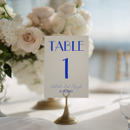  Fancy Blue Ivory Old Money Wedding Table Number Einladung