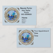 Fancy Blue Pansy Beautician Terminkarte (Vorne/Hinten)