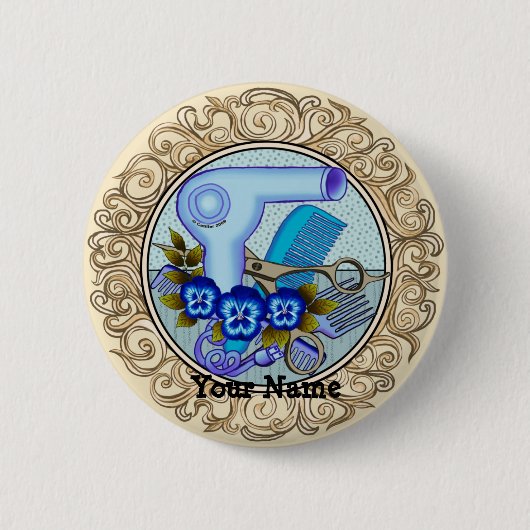 Fancy Blue Stiefmütterchen Visagist Button (Vorderseite)