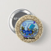 Fancy Blue Stiefmütterchen Visagist Button (Vorne & Hinten)