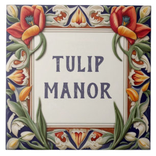 Fancy-Blumen-Hausname-Schild Namensschild Plakette Fliese
